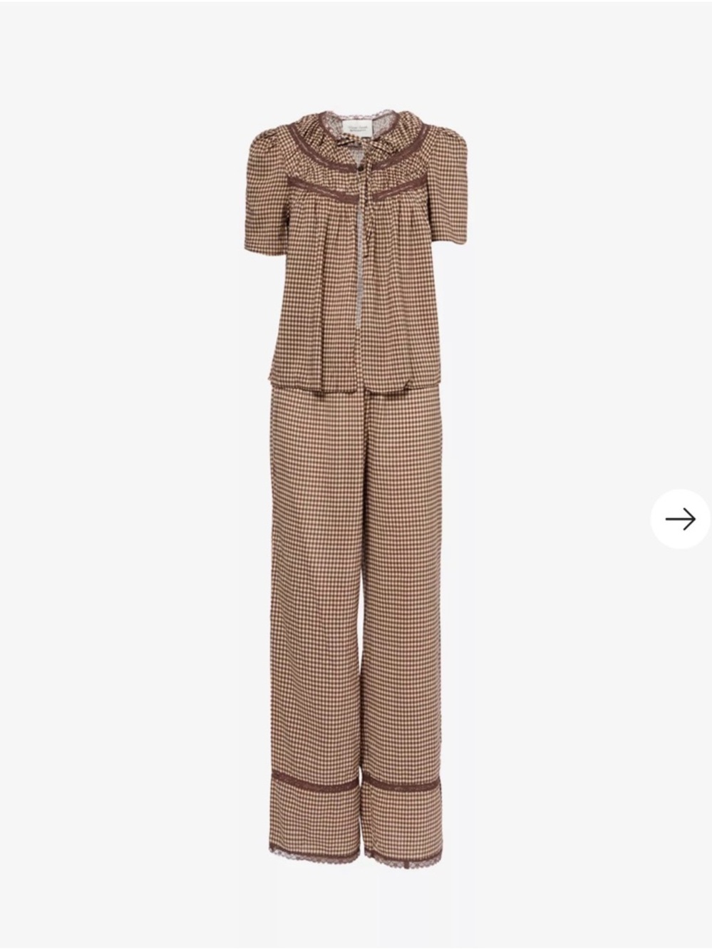 Reformation x Nara Smith Buttercup Hour Gingham-Print Pajama Set Sz M